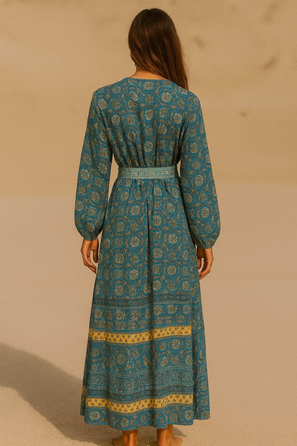 Bohemian Silk-Viscose Kimono Dress