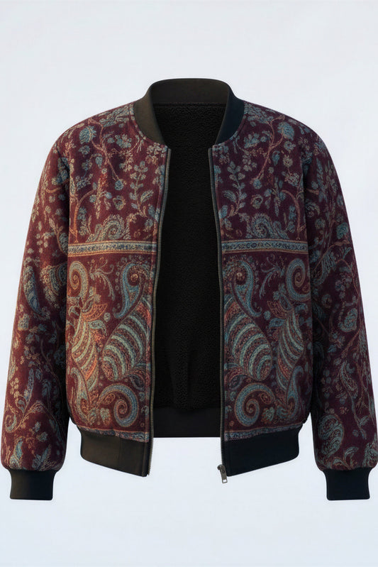 Burgundy Kamal Bomber Jacket