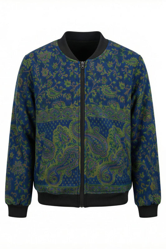 Green and blue Kamal Bomber Jacket