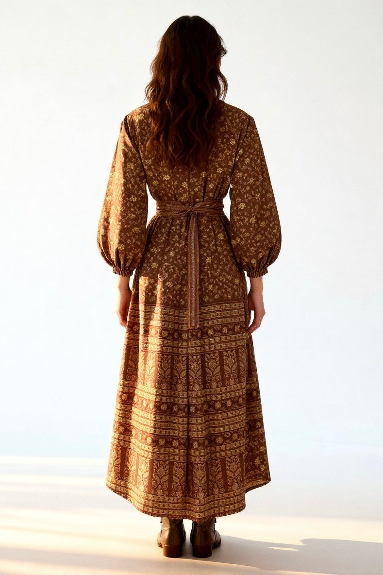 Bohemian Silk-Viscose Kimono Dress