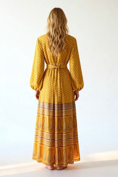 Bohemian Silk-Viscose Kimono Dress