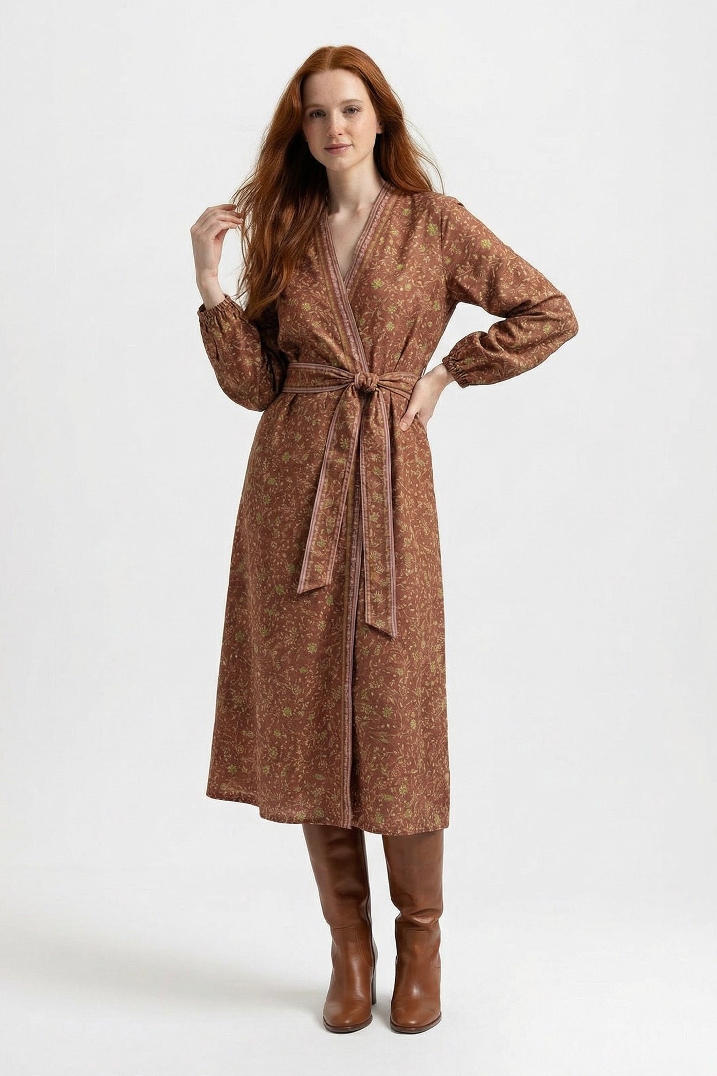 Bohemian Silk-Viscose Kimono Dress