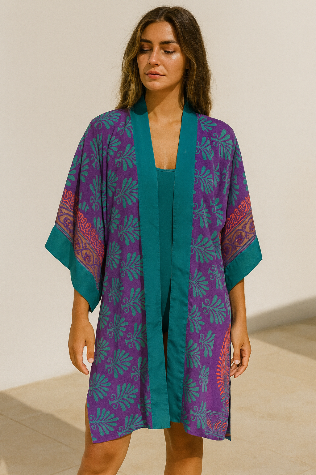 Emerald Bloom mid Kimono
