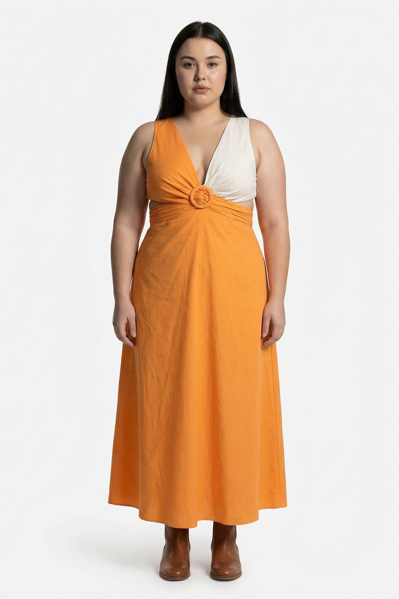 Sunset Breeze Maxi Dress – Organic Cotton Maxi with V-Back & Pockets