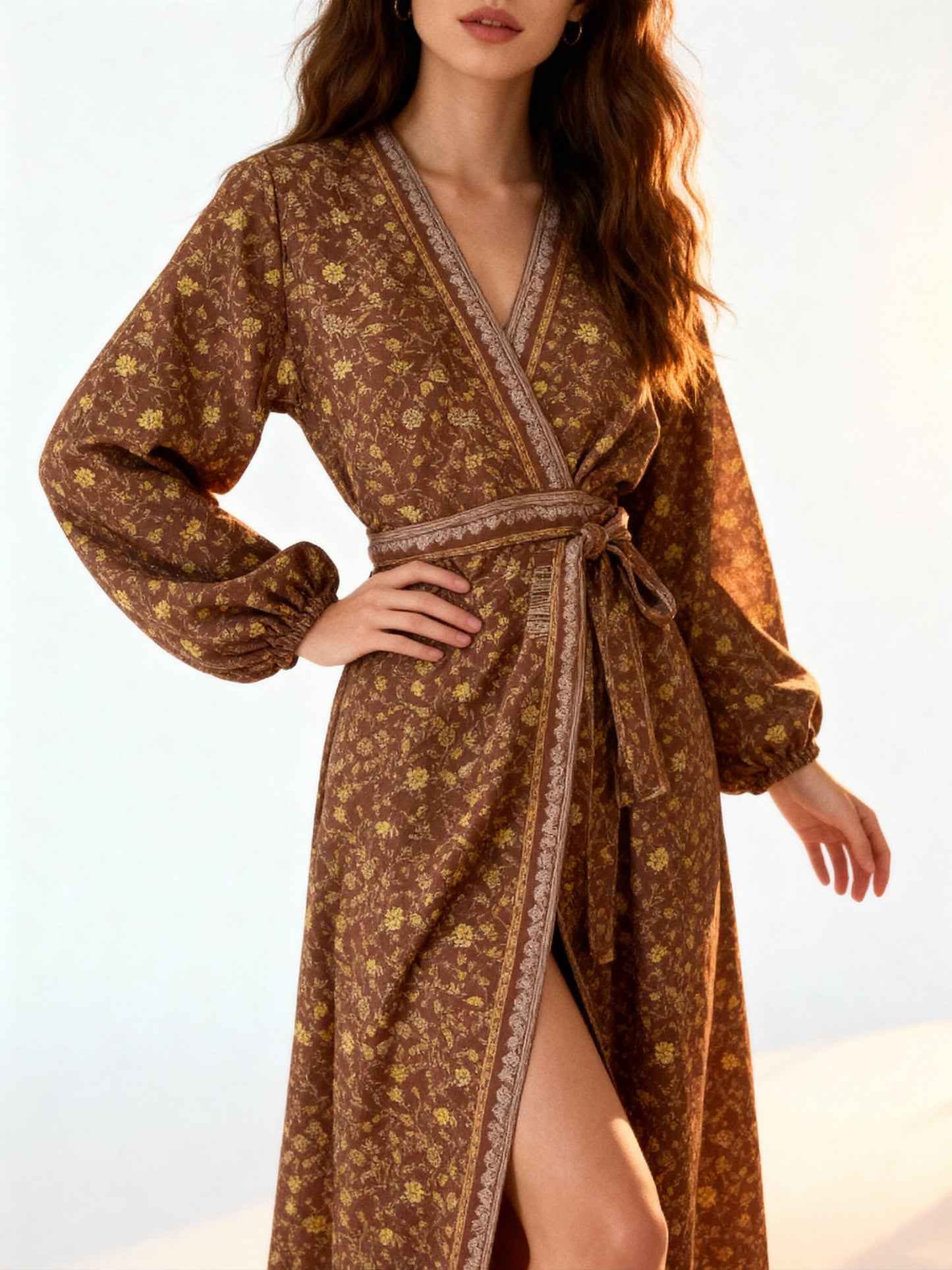 Bohemian Silk-Viscose Kimono Dress
