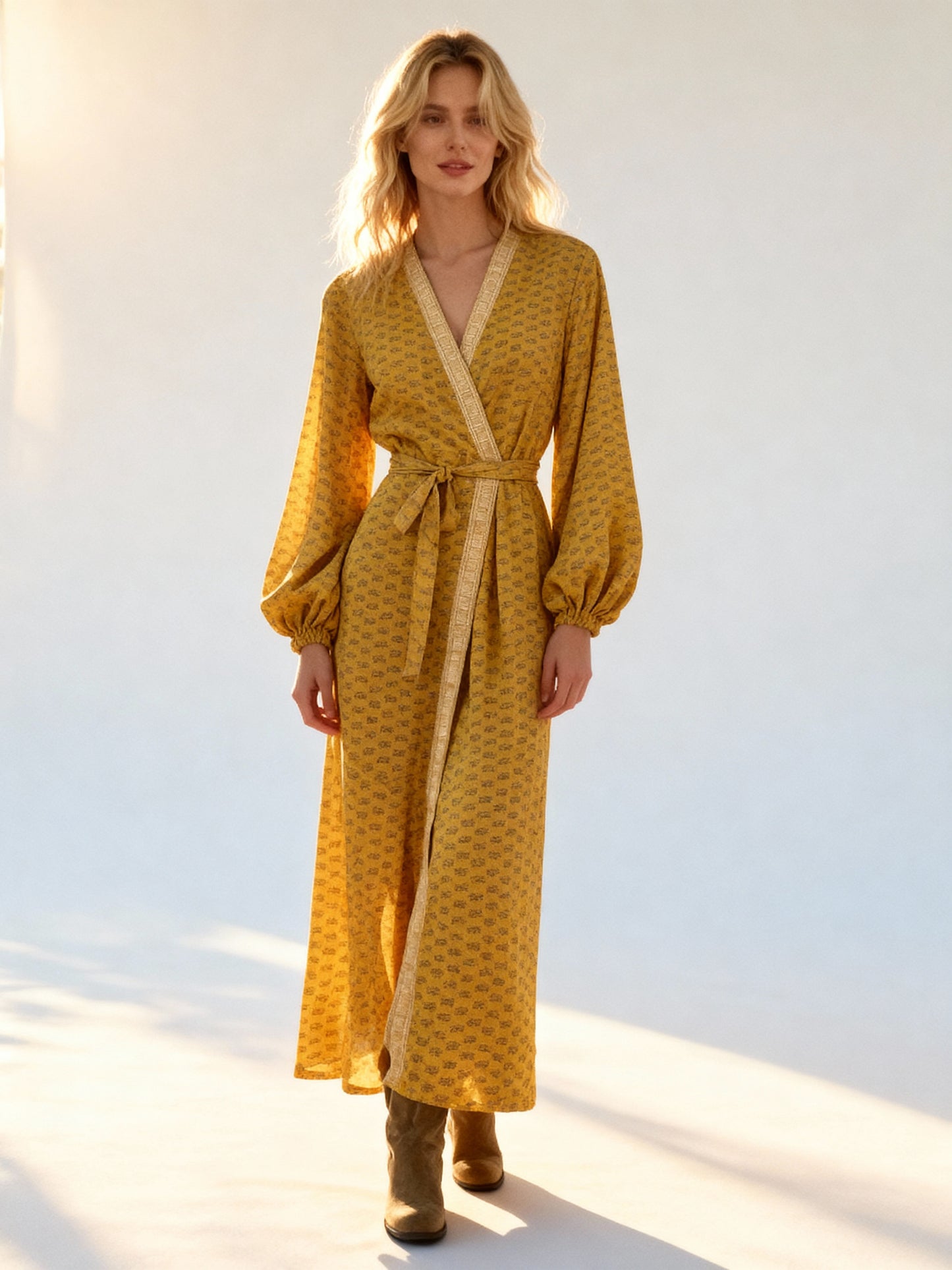 Bohemian Silk-Viscose Kimono Dress