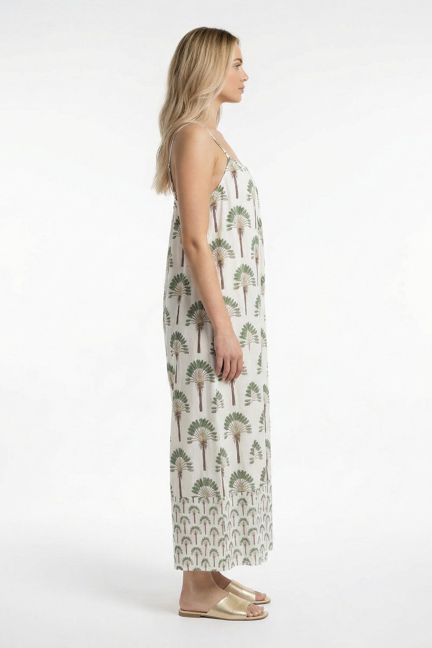 Tropical paradise jumpsuit beige