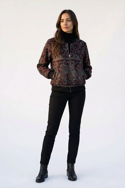 Burgundy Kamal Bomber Jacket