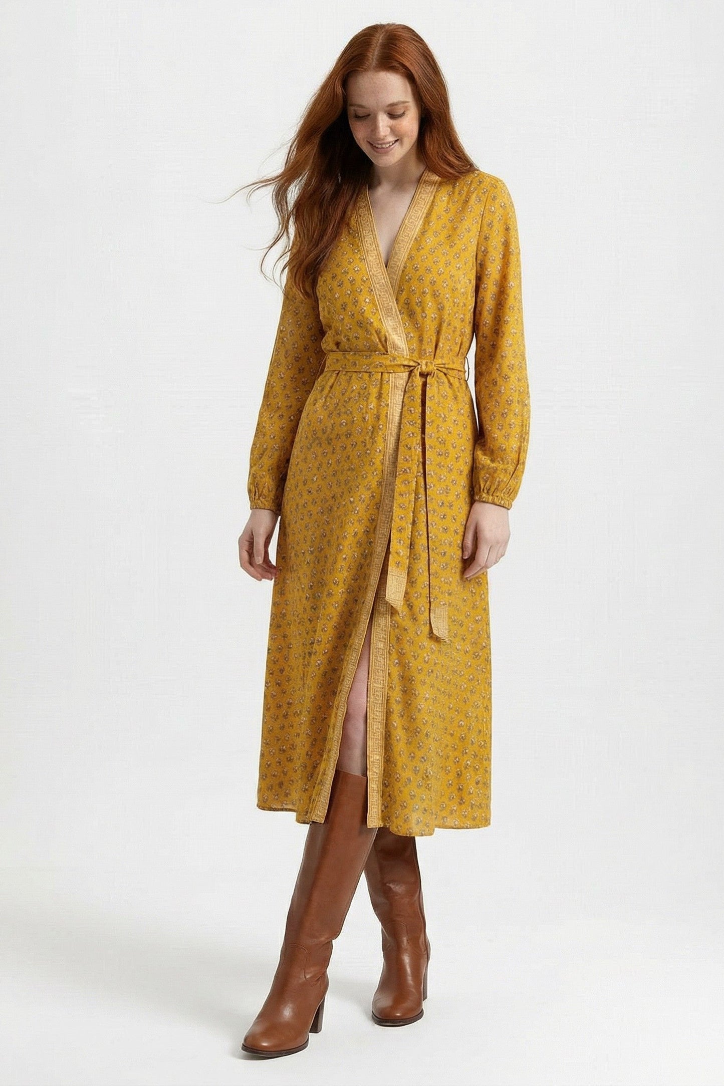 Bohemian Silk-Viscose Kimono Dress