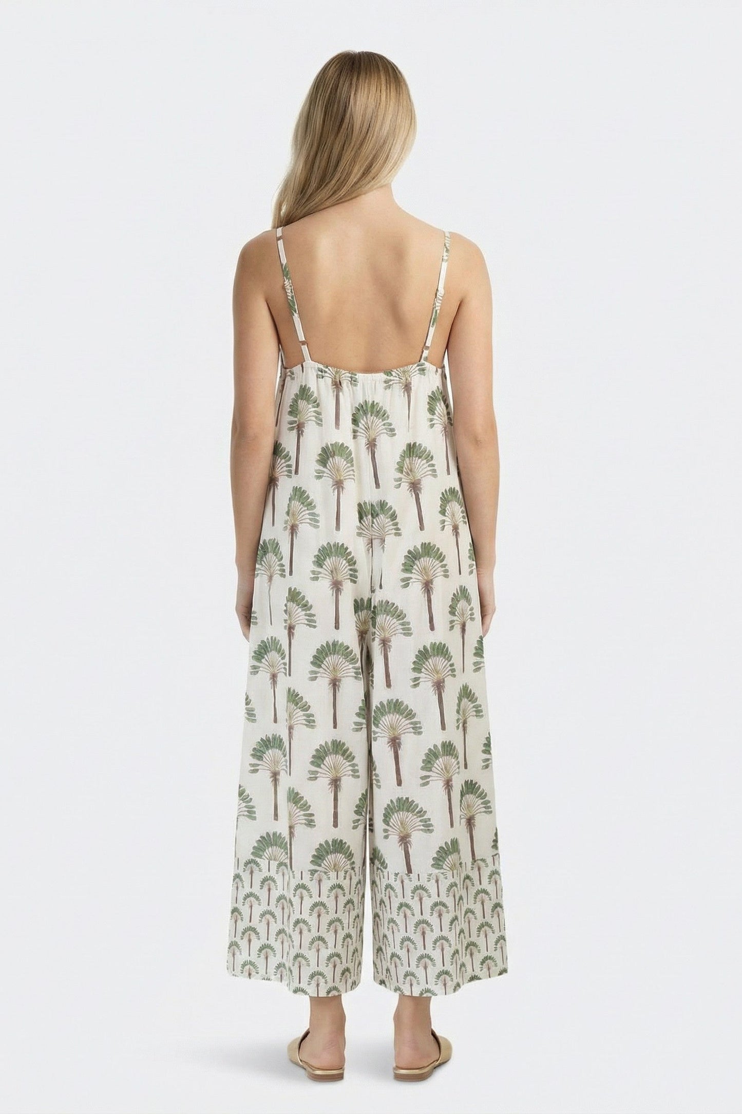 Tropical paradise jumpsuit beige