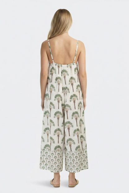 Tropical paradise jumpsuit beige