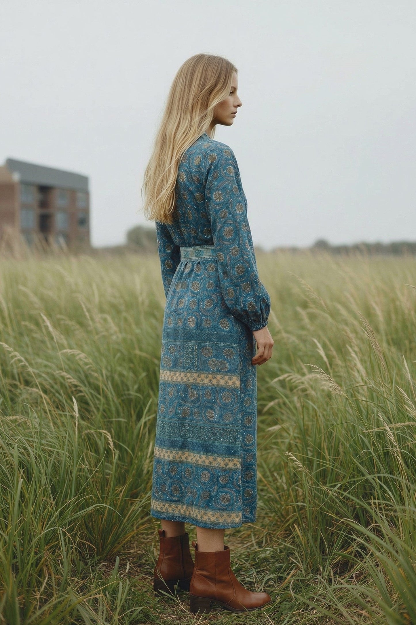 Bohemian Silk-Viscose Kimono Dress