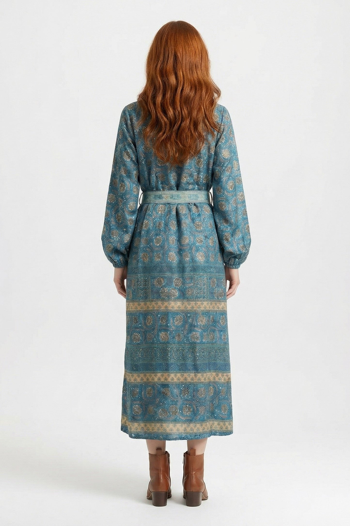 Bohemian Silk-Viscose Kimono Dress