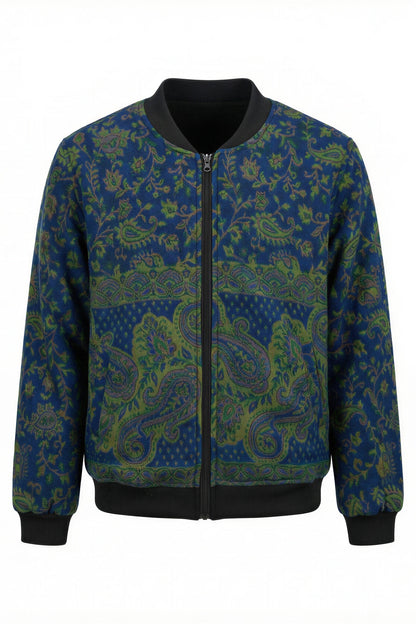 Green and blue Kamal Bomber Jacket