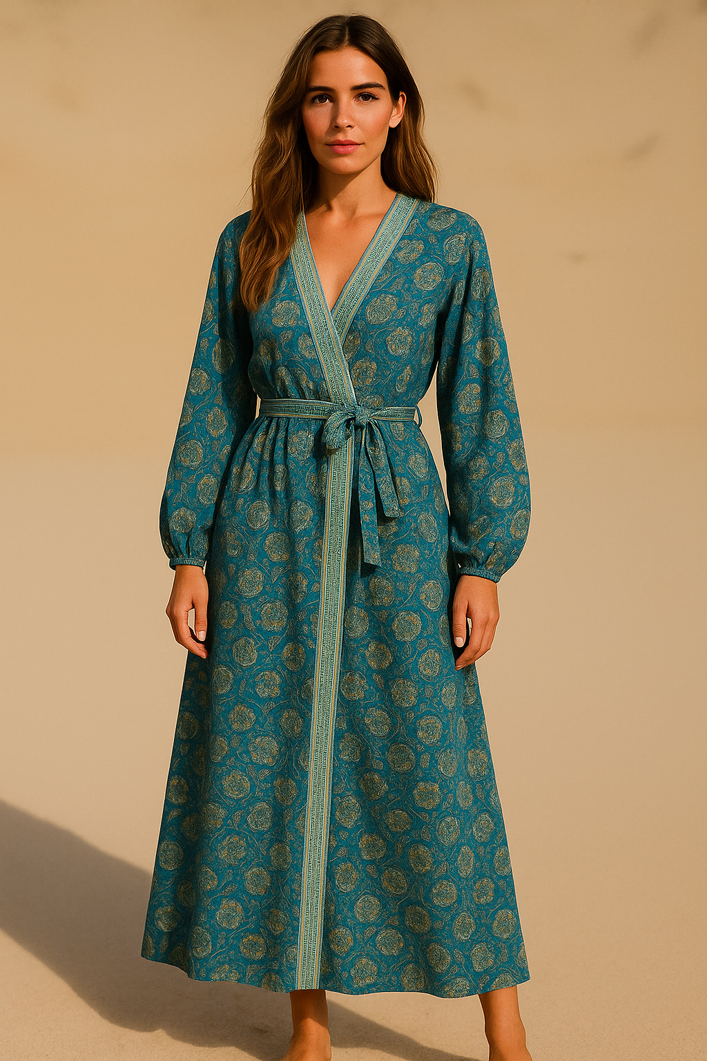 Bohemian Silk-Viscose Kimono Dress