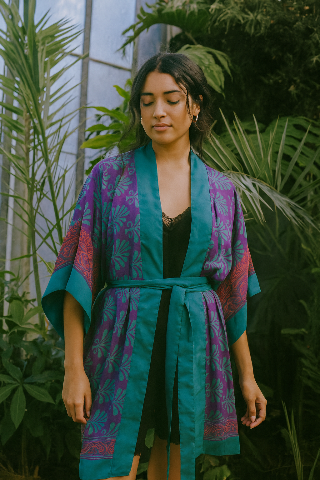 Emerald Bloom mid Kimono