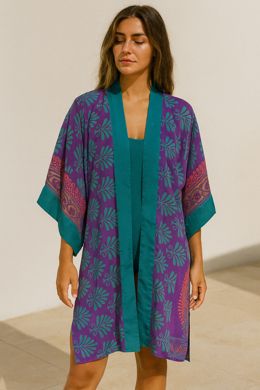Emerald Bloom mid Kimono