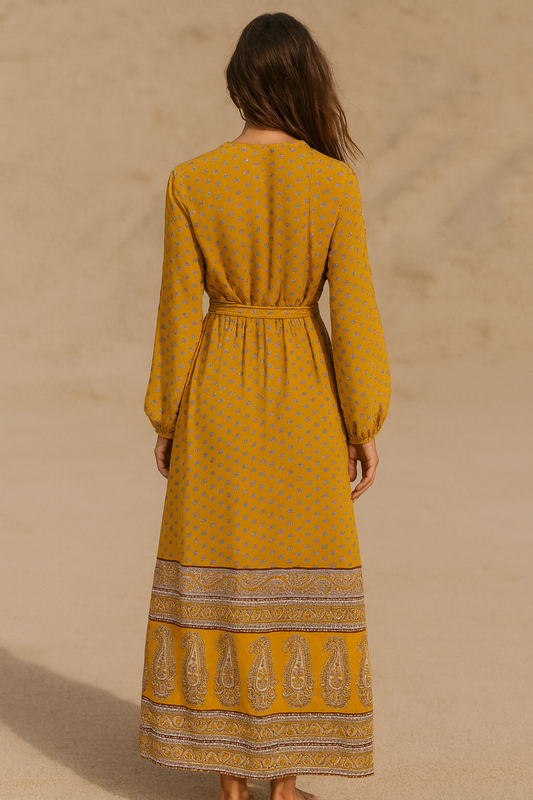 Bohemian Silk-Viscose Kimono Dress