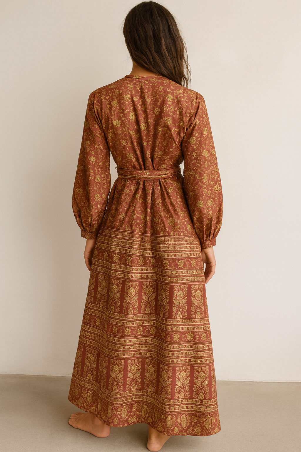 Bohemian Silk-Viscose Kimono Dress