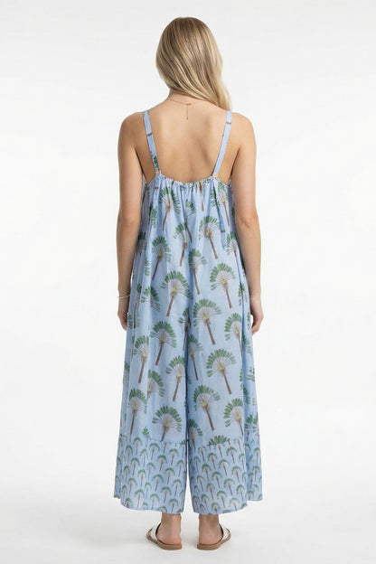 Tropical paradise jumpsuit light blue