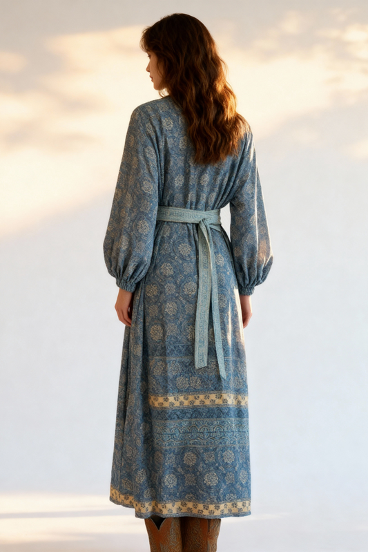 Abito kimono boemo in seta e viscosa