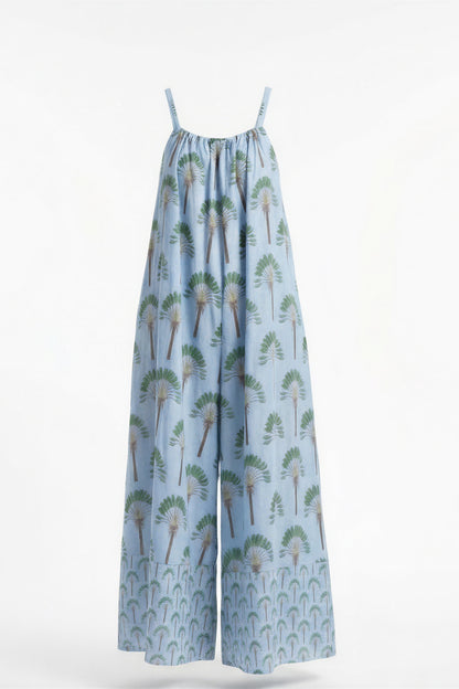 Tropical paradise jumpsuit light blue