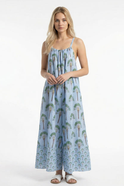 Tropical paradise jumpsuit light blue