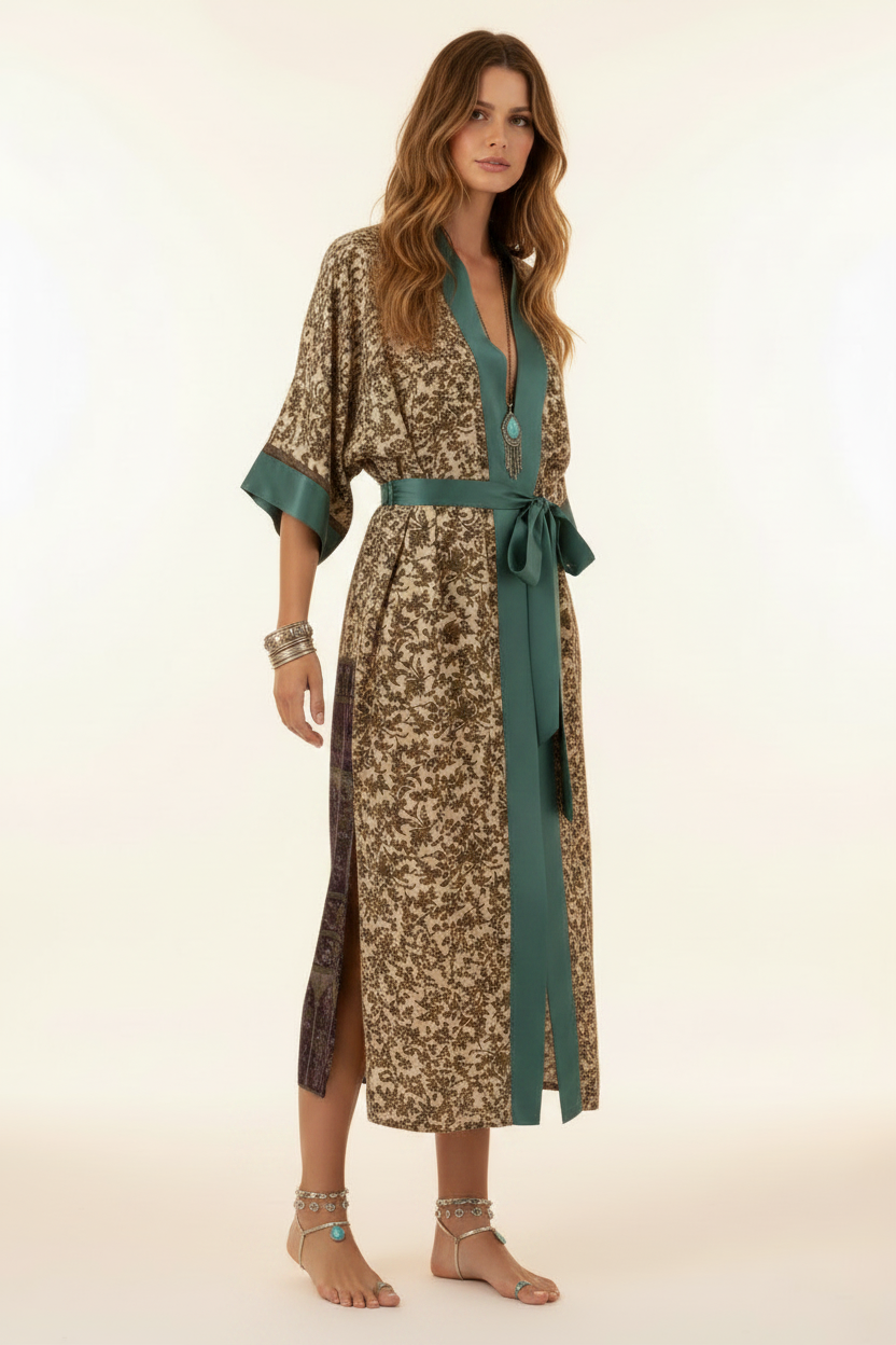 Sakura Kimono - Three quarter view with side slits